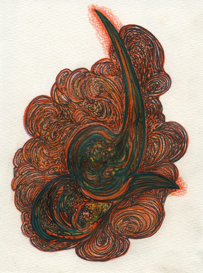 Untitled, 2012, Pen and Colored Pencil on Paper, 4.75 x 6.5 in. / 12 X 16.5 cm [#SS12DW008]