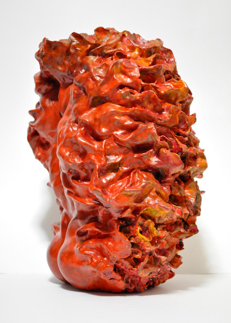 Torso, 2012, Oil and Acrylic on Clay, 17.5 x 14.5 x 11.5 in. / 44.45 x 36.8 x 29.2 cm [#SS12SC013]