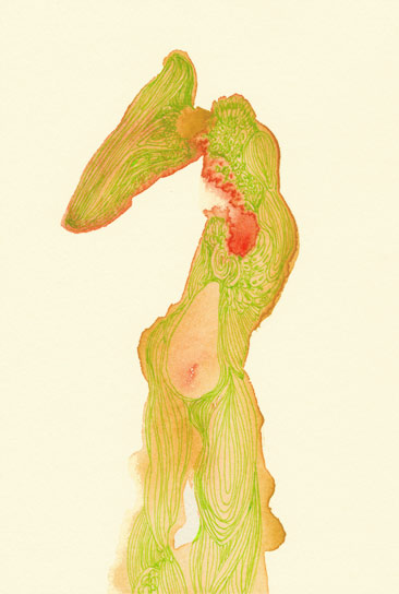 Dancer, 2014, Watercolor and Pen on Paper, 5.8 x 3.9 in.  /  148 x 100 mm [#SS14DW011]