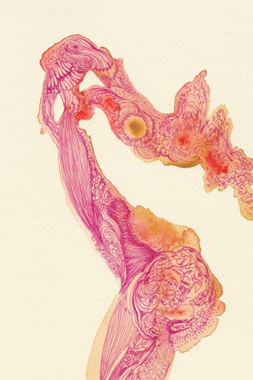 Dancer, 2014, Watercolor and Pen on Paper, 5.8 x 3.9 in.  /  148 x 100 mm [#SS14DW013]