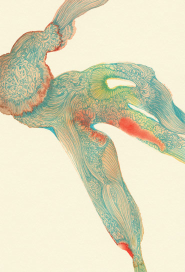Dancer, 2014, Watercolor and Pen on Paper, 5.8 x 3.9 in.  /  148 x 100 mm [#SS14DW015]