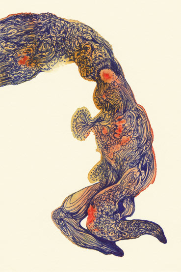 Dancer, 2014, Watercolor and Pen on Paper, 5.8 x 3.9 in.  /  148 x 100 mm [#SS14DW019]