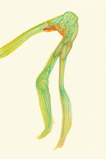 Dancer, 2014, Watercolor and Pen on Paper, 5.8 x 3.9 in.  /  148 x 100 mm [#SS14DW028]