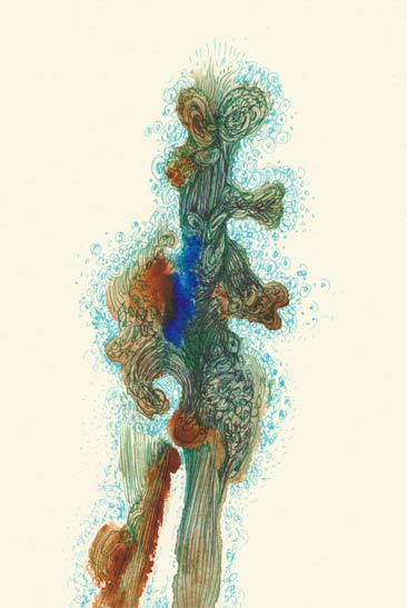 Dancer, 2014, Watercolor and Pen on Paper, 5.8 x 3.9 in.  /  148 x 100 mm [#SS14DW030]