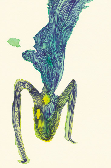 Dancer, 2014, Watercolor and Pen on Paper, 5.8 x 3.9 in.  /  148 x 100 mm [#SS14DW045]