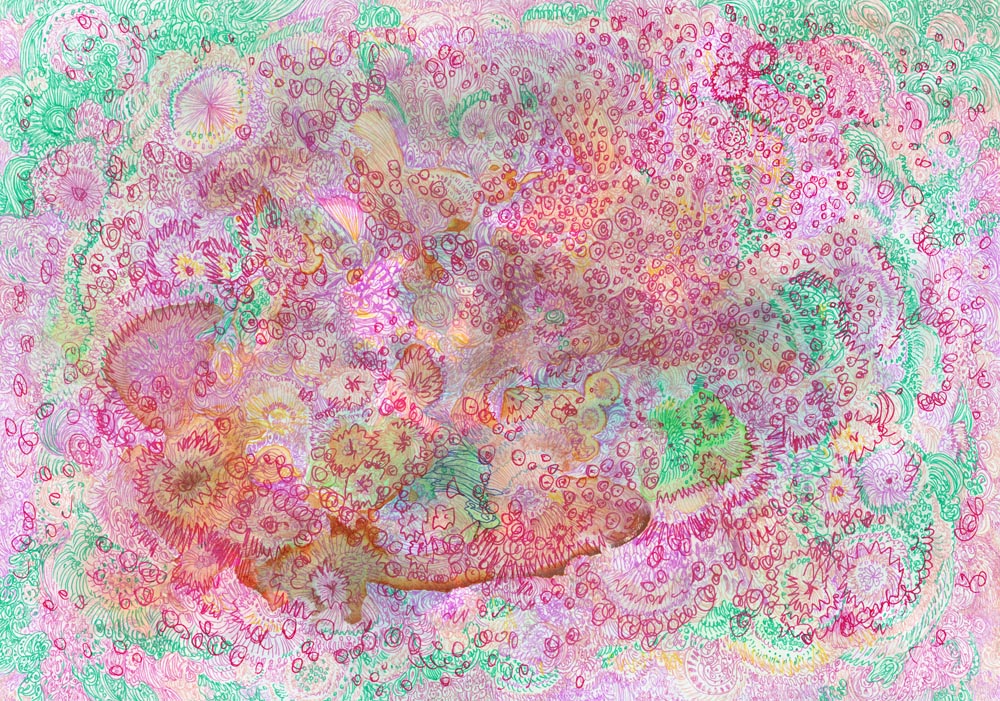 Hydrangeas, 2014, Watercolor and Pen on Paper, 7.5 x 10.5 in.  /  19 x 26.7 cm [#SS14DW061]