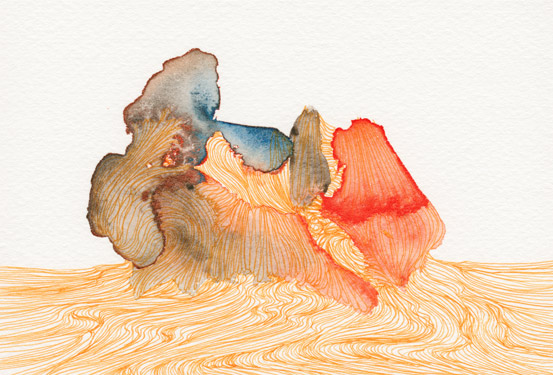 Something cold and warm, 2015, Watercolor and Pen on Paper, 3.9 x 5.8 in.  /  100 x 148 mm [#SS15DW015]