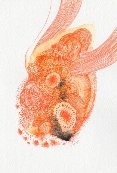 A hatching egg, 2015, Watercolor and Pen on Paper, 5.8 x 3.9 in.  /  148 x 100 mm [#SS15DW018]