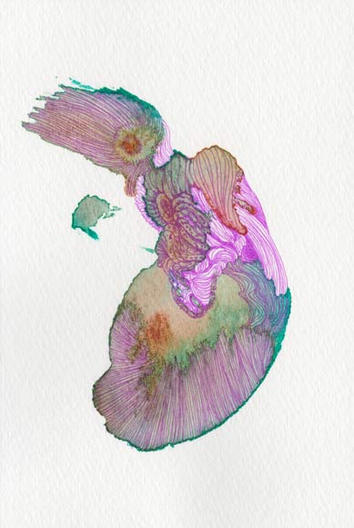 A hatching egg, 2015, Watercolor and Pen on Paper, 5.8 x 3.9 in.  /  148 x 100 mm [#SS15DW019]