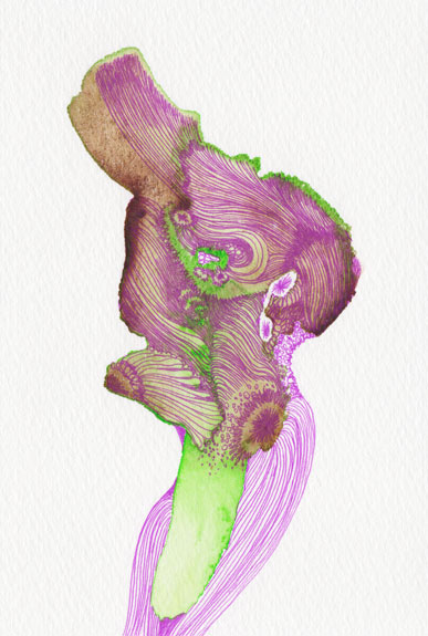 Flower, 2015, Watercolor and Pen on Paper, 5.8 x 3.9 in. / 148 x 100 mm [#SS15DW021]