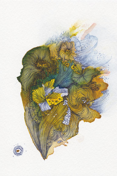 Bouquet, 2015, Watercolor and Pen on Paper, 5.8 x 3.9 in. / 148 x 100 mm [#SS15DW022]