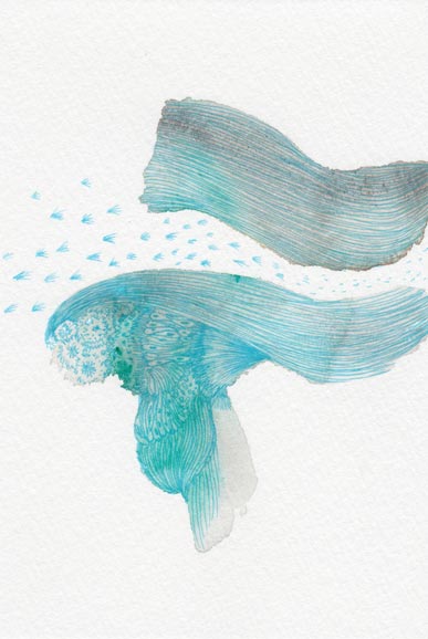 Wind, 2016, Watercolor and Pen on Paper, 5.8 x 3.9 in.  /  148 x 100 mm [#SS16DW002]