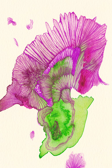 Flower, 2018, Watercolor and Pen on Acid-free Paper, 5.8 x 3.9 in. / 148 x 100 mm [#SS18DW006]