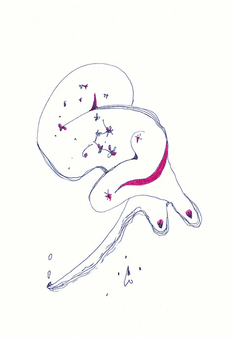 Napping in the ocean [#SS20DW008] 2020, Pen on Acid-free Paper, 5.8 x 3.9 in. / 148 x 100 mm